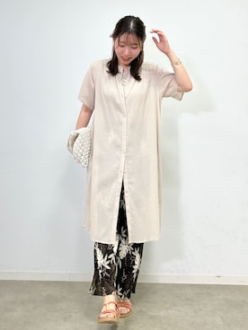 「SHOO・LA・RUE（シューラルー）のデイリー使いに ランダムテレコ タンクトップ（Tank tops、ベージュ系）」を使った、shionさん（レディース・162cm）の夏コーディネート