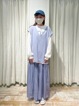 「Samansa Mos2 blue（サマンサモスモスブルー）のアイテム（ベスト）」を使った、きむさん（レディース・153cm）の冬コーディネート