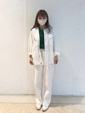 「Samansa Mos2 blue」｜「アイテム（デニムジャケット）」を使った、きむさん（レディース・153cm）の冬コーディネート