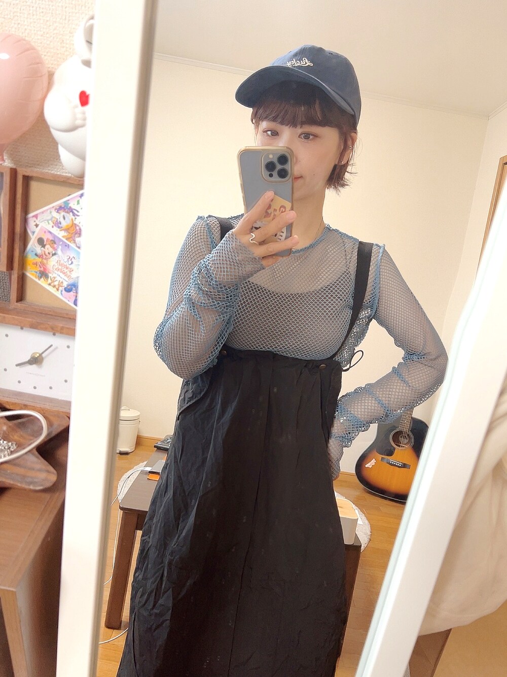「ラクチンコーデ、シンプル、低身長女子、夏コーデ、おしゃれさんと繋がりたい、Kastane」｜「KastaneのLuckyCAP（キャップ、ブルー系）」を使った、sachieさん（レディース・152cm）の夏コーディネートの1枚目の写真