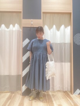 「Samansa Mos2（サマンサ モスモス）のセパレートサンダル（サンダル）」を使った、ぽむにーさん（レディース・155cm）の夏コーディネート