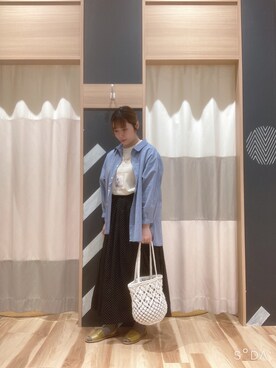 「Samansa Mos2（サマンサ モスモス）のセパレートサンダル（サンダル）」を使った、ぽむにーさん（レディース・155cm）の春コーディネート