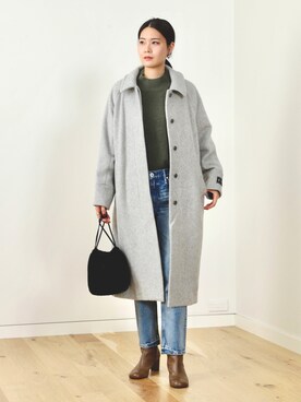 「BEAMS」｜「アイテム（チェスターコート）」を使った、kanakoさん（レディース・165cm）の秋コーディネート