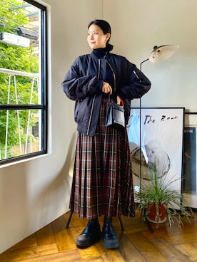 「アイテム（MA-1）」を使った、kanakoさん（レディース・165cm）の秋コーディネート