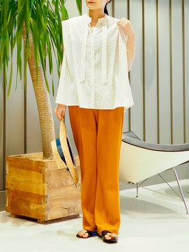 「BeAMS DOT（ビームスドット）のアイテム（パンツ）」を使った、kanakoさん（レディース・165cm）の夏コーディネート