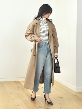 「BEAMS」｜「アイテム（トレンチコート）」を使った、kanakoさん（レディース・165cm）の秋コーディネート