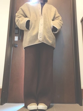 「CIAOPANIC TYPY（チャオパニックティピー）のアイテム（ノーカラーコート）」を使った、ちよぴっこさん（レディース・157cm）の冬コーディネート