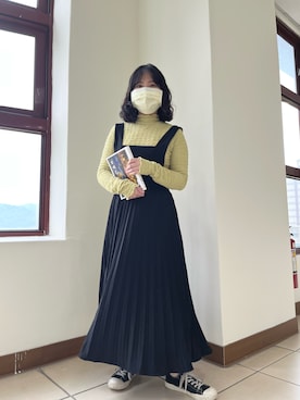 「yellow」｜「アイテム（ワンピース/ドレス）」を使った、Farrahli さん（レディース・154cm）の春コーディネート