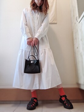 「GU（ジーユー）のアイテム（シャツワンピース）」を使った、_hi_ln_nl_ro_さん（レディース・165cm）の夏コーディネート
