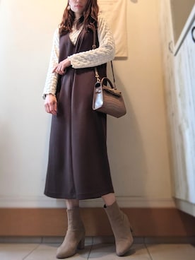 「Honeys（ハニーズ）のアイテム（ステンカラーコート）」を使った、_hi_ln_nl_ro_さん（レディース・165cm）の冬コーディネート
