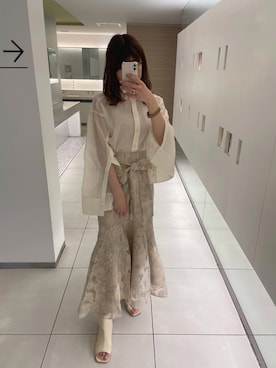 「one after another NICE CLAUP（ワンアフターアナザーナイスクラップ）の低身長向けサイズあり　ラッフルマーメイドスカート（スカート、ベージュ系）」を使った、namikiさん（レディース・161cm）の夏コーディネート