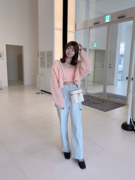 「one after another NICE CLAUP（ワンアフターアナザーナイスクラップ）のベロアキルティングバニティーショルダー（ショルダーバッグ、ホワイト系）」を使った、namikiさん（レディース・161cm）の秋コーディネート