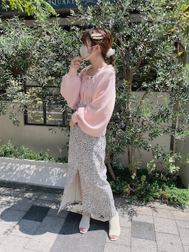 「one after another NICE CLAUP（ワンアフターアナザーナイスクラップ）の【スタッフ考案】ボレロニットキャミセット（カーディガン/ボレロ、ピンク系）」を使った、namikiさん（レディース・161cm）の夏コーディネート