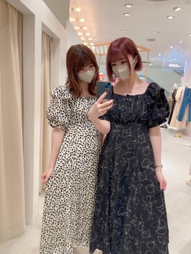 「one after another NICE CLAUP（ワンアフターアナザーナイスクラップ）のアソートフリルロングワンピース（ワンピース、ブラック系）」を使った、namikiさん（レディース・161cm）の夏コーディネート