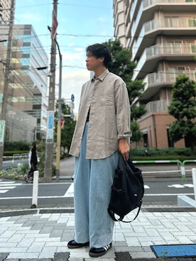 「BROKEN BASE（ブロークンベース）のアイテム」を使った、TOKYO SHIRTS staffさん（メンズ・173cm）の秋コーディネート