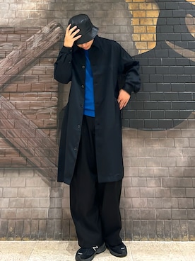 「ブルーニット」｜「アイテム（帽子）」を使った、TOKYO SHIRTS staffさん（メンズ・173cm）の秋コーディネート