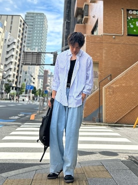 「BROKEN BASE（ブロークンベース）のアイテム」を使った、TOKYO SHIRTS staffさん（メンズ・173cm）の秋コーディネート