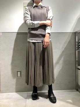 「アイテム（ビジネスシャツ）」を使った、TOKYO SHIRTS staffさん（レディース・156cm）の秋コーディネート