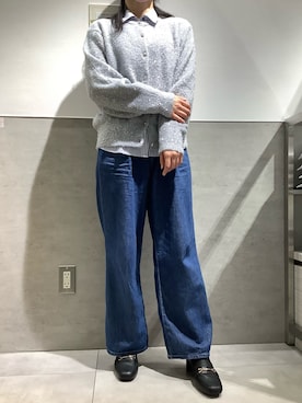 「アイテム（ビジネスシャツ）」を使った、TOKYO SHIRTS staffさん（レディース・156cm）の秋コーディネート