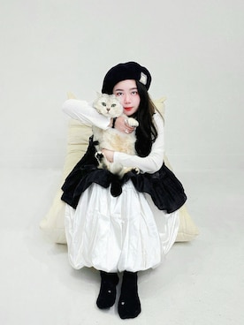 「アイテム（ハンチング/ベレー帽）」を使った、Shanさん（レディース・153cm）の秋コーディネート