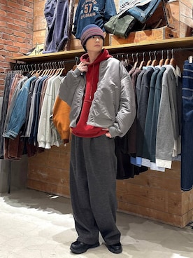「niko and...（ニコアンド）のアイテム（ニットキャップ/ビーニー）」を使った、りょたさん（メンズ・180cm）の秋コーディネート