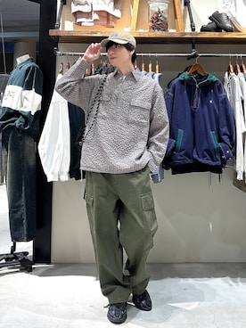 「niko and...（ニコアンド）のカラーコードナップサック（バックパック/リュック、ブラック系）」を使った、りょたさん（メンズ・180cm）の春コーディネート