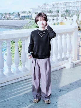 「カシミヤ」｜「アイテム（スラックス）」を使った、troy10さん（レディース・154cm）の冬コーディネート