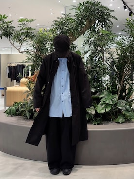 「アイテム（ステンカラーコート）」を使った、hakuさん（メンズ・174cm）の冬コーディネート