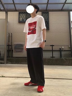 「赤」｜「アイテム（レッド系）」を使った、けさん（メンズ・163cm）の夏コーディネート