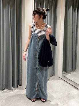 「アイテム（テーラードジャケット、ブルー系）」を使った、yuiさん（レディース・156cm）の夏コーディネート