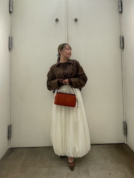 「アイテム（スカート）」を使った、めりさん（レディース・152cm・10代）の秋コーディネート