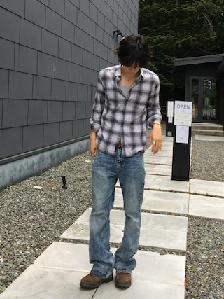 「Timberland(ティンバーランド)のTimberland ティンバーランド 6INCH BASIC BOOT 2 6インチ ベーシック ブーツ A429H-W07 ABC-MART限定 *DRK BRN NBCK(ブーツ)」を使った、mikamoさん(メンズ・182cm)の夏コーディネート