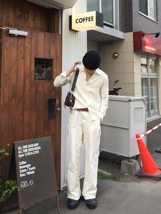 「Sefr（セファ）のSefr(セファー) RAMPOUA SHIRT（シャツ/ブラウス）」を使った、mikamoさん（メンズ・182cm）の秋コーディネート