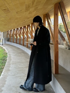 「アイテム（帽子）」を使った、mikamoさん（メンズ・182cm）の冬コーディネート