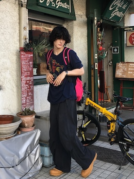 「アイテム（バックパック/リュック）」を使った、182mk_さん（メンズ・182cm）の夏コーディネート