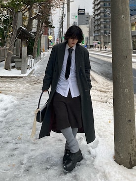 「アイテム（チェスターコート）」を使った、182mk_さん（メンズ・182cm）の秋コーディネート