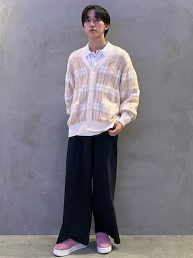 「アディダスオリジナルス」｜「アイテム（カーディガン/ボレロ）」を使った、NAさん（メンズ・173cm）の秋コーディネート