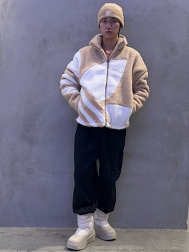 「アイテム（ブルゾン、ベージュ系）」を使った、NAさん（メンズ・173cm）の秋コーディネート