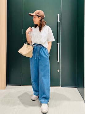 「LACOSTE（ラコステ）のアイテム（帽子）」を使った、Miyashitaさん（レディース・153cm）の春コーディネート