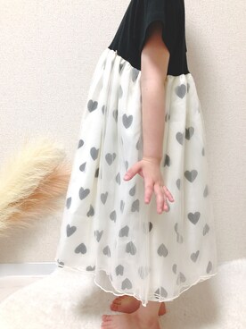 「petit main（プティマイン）のアイテム（ワンピース/ドレス）」を使った、yk3120さん（キッズ・110cm）の春コーディネート