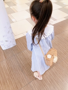 「petit main（プティマイン）のアイテム（ワンピース/ドレス）」を使った、yk3120さん（キッズ・110cm）の春コーディネート