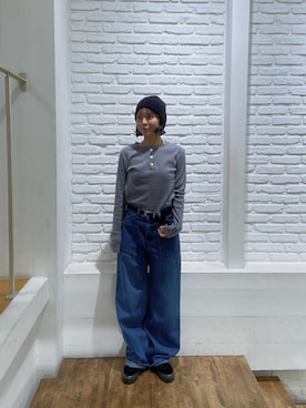 「アイテム（ニットキャップ/ビーニー、グレー系）」を使った、SAKURAさん（レディース・155cm）の秋コーディネート