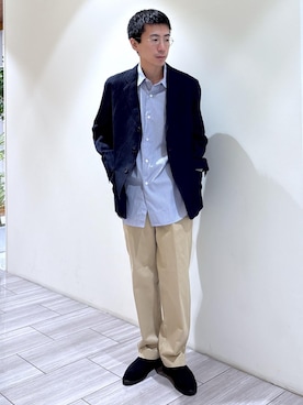 「アイテム（テーラードジャケット、ブルー系）」を使った、吉田　さん（メンズ・176cm）の夏コーディネート