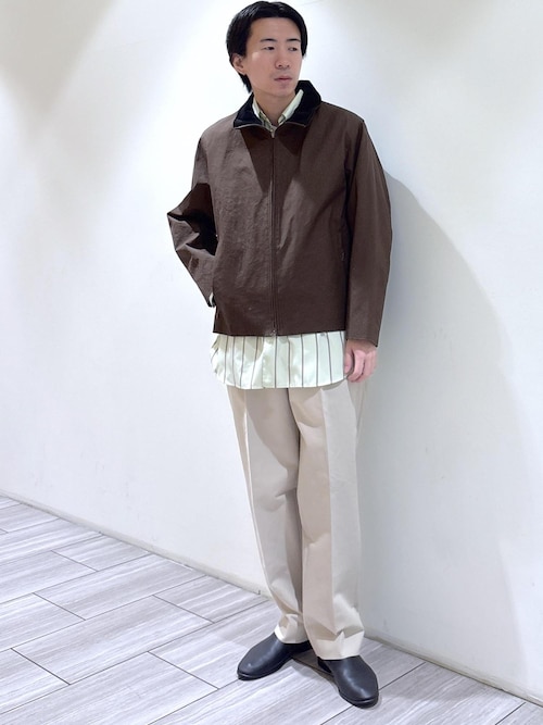 コットンダブルクロス ベルテッド ワイドスラックス（スラックス