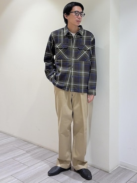 「Le Minor（ルミノア）の《別注》【Le Minor/ルミノア】 L/S SIGNATURE BASQUE（Tシャツ/カットソー、ブラウン系）」を使った、吉田　さんの秋コーディネート