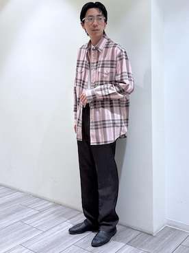 「ADAM ET ROPE'（アダムエロペ）の【AURALEE/オーラリー】HIGH TWIST COTTON SILK CHECK SHIRT（シャツ/ブラウス、ピンク系）」を使った、吉田　さんの秋コーディネート