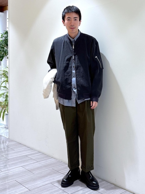 【撥水】ワンプリーツ クロップドシルエット チノパンツ
