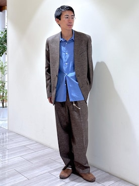 「アイテム（ノーカラージャケット）」を使った、吉田　さん（メンズ・176cm・20代）の夏コーディネート