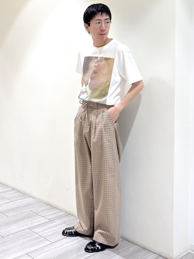 「ADAM ET ROPE'（アダムエロペ）の【The Brown Bunny × 10Culture for ADAM ET ROPE'】The Brown Bunny T SHIRT（Tシャツ/カットソー、ブラック系）」を使った、吉田　さんの夏コーディネート