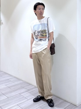 「TANGTANG（タンタン）の【TANGTANG/タンタン】S/S NO. 1 GIG!!（Tシャツ/カットソー、ホワイト系）」を使った、吉田　さんの春コーディネート